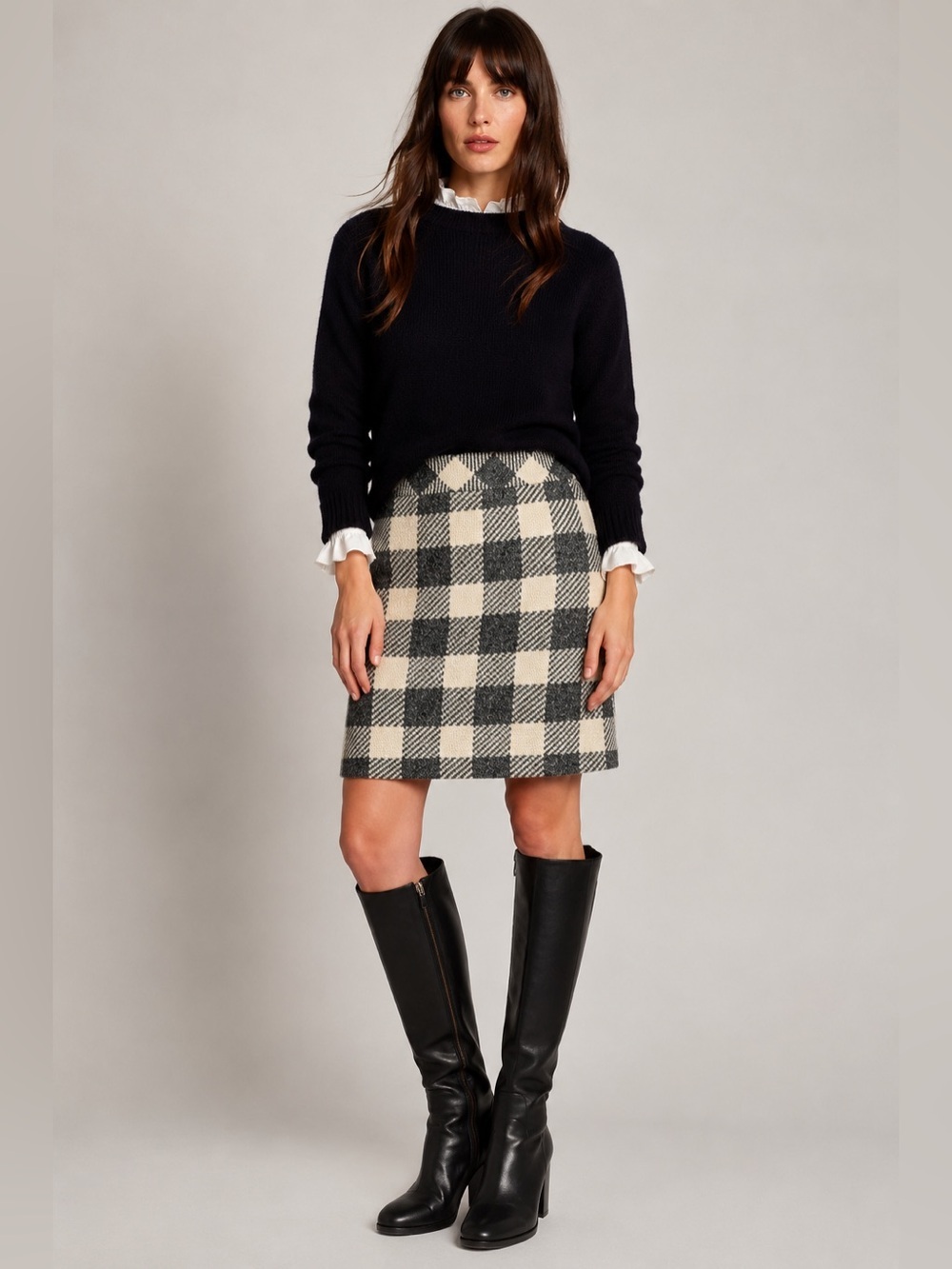 Women’s Plaid Checker Italian Wool Blend Skirt Size 8 Talbot’s